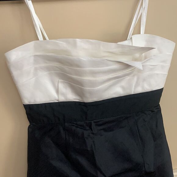 BCBGMaxAzria Strapless Silk Cocktail Dress Black and White Size 6 - Picture 2 of 8